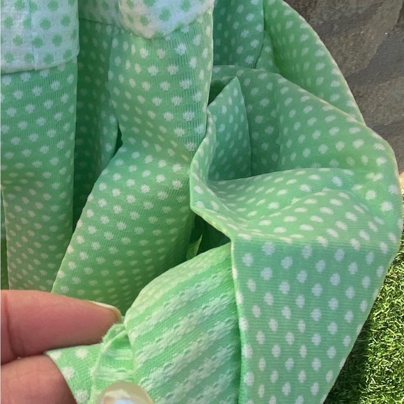 Vintage green & white polka dot drop waist dress-homemade so no tag-approx Sz-L - Picture 5 of 7